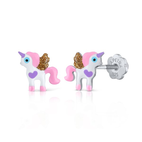 pink winged unicorn lapetra earrings