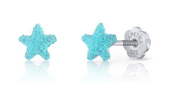 sparkling blue star lapetra earrings