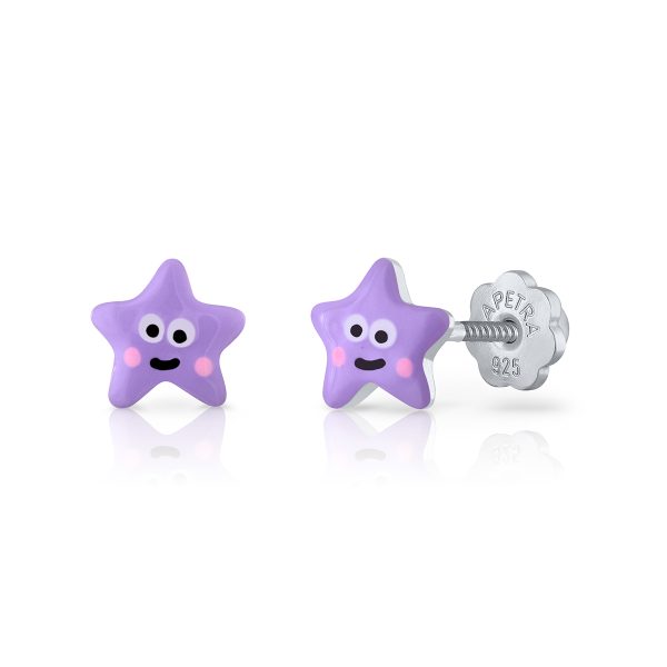 purple happy star lapetra earrings