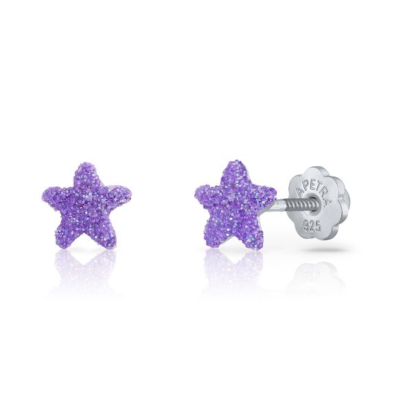 sparkling purple star lapetra earrings