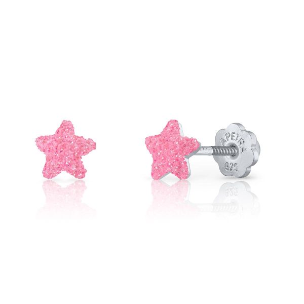 sparkling pink star lapetra earrings