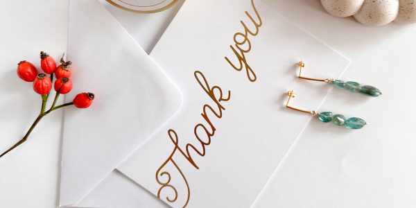 thank you white postcard