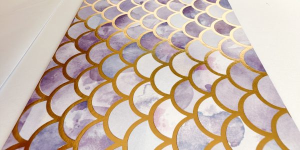 purple mermaid postcard