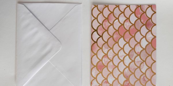 pink mermaid postcard