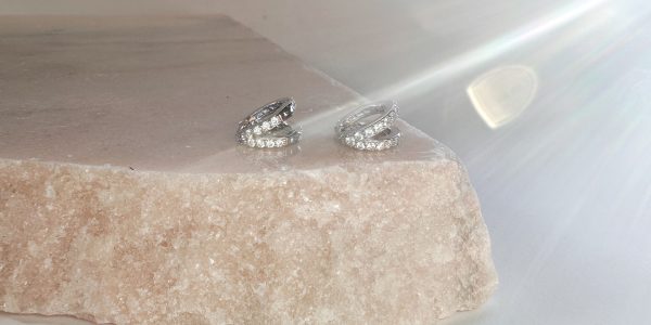 double glow earrings silver