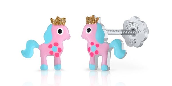 blue crown unicorn lapetra earrings